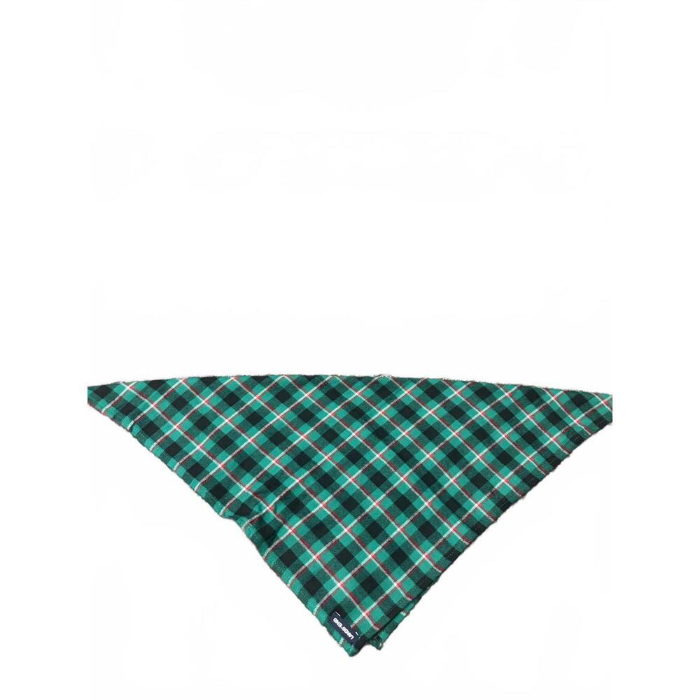 Lands' End Green Plaid Cotton Dog Bandana - Medium